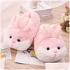 Home Shoes House Fluffy Women Slippers Cute Cartoon Pink Bunny Girls Fur Slides Bedroom Indoor Rabbits Warm Plush Ladies Casual 2109 Dhgbn