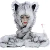 Berets Fashion Imitation Fur Hat Plush Cartoon Animal Scarf Gloves One Cap Winter Set