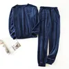 Pijama masculino de roupas de dormir masculina e pijamas de inverno de flanela de flanela de mangas compridas mais, mais a veludo espessado para o serviço de duas peças Men 230208