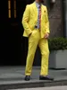 Trajes de hombre amarillo doble botonadura para hombre boda fiesta de negocios desgaste esmoquin a medida llegada 2 piezas chaqueta pantalones traje Homme