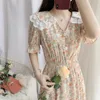 Maternity Dresses Floral Style Chiffon Lactation Dress Summer Collect Waist Slim Nursing Clothes Short Sleeve Breastfeeding Beach