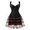 Bustiers & Corsets Sexy Dress For Women Gothic Cosplay Costume Mini Bubble Skirt Corset Strap Overbust Bustier Plus Size Black