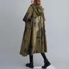 Trench de trincheira feminina Long Windbreaker Mulheres encapuzadas 2023 Primavera zíper de outono da moda selvagem impressão fina feminina fêmea frouxa maré h22240