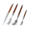 Ensembles de vaisselle Jaswehome 4 pièces ensemble de couteaux à steak vaisselle en acier inoxydable ABS poignée en grain de bois couteau de dîner fourchette cuillère lave-vaisselle couverts