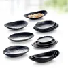 Ensembles de vaisselle 1pc assiette ovale lingot givré noir japonais Dim Sum fruits de mer Sushi Imitation porcelaine vaisselle