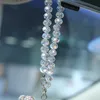 Interior Decorations Creative Rhinestone Diamond Bowknot Pendant Cute Crystal Tassels Chain Rearview Mirror Ornament Pearl Car Accessories Women 0209
