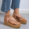 Sandaler 2022 Tassels Clip Toe Summer Women Sandaler 2022 Blomma tryckta kilar Sandaler Kvinna plus storlek Non Slip Casual Shoes Female T230208