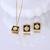 Kolczyki na stadninie Ins 18k Gold Squated Scled Shell Post For Women Stal nierdzewna czarna biżuteria