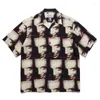 Chemises décontractées pour hommes Maria Oversize Wacko Hawaiian Hommes Femmes 1: 1 Portrait Full Print Chemise à manches courtes