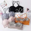 Camisoles Réservoirs Sans Couture Sport Gilet Filles Sous-Vêtements Bretelles Croisées Dentelle Beauté Retour Wrap Poitrine Tube Top Soutien-Gorge