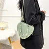 Evening Bags Kawaii Heart shaped Purses and Handbags for Women Designer Girls Shoulder with Silver Beading Female Crossbody Clutch 230208