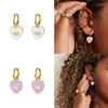 Hoop Earrings CANNER Love Heart Cross Purple Pink Piercing Pendientes Plata 925 Woman 2023 Trend Jewelry Bijoux Joyero