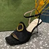 Sandali con tacco a cono Stile europeo Scarpa con fibbia tonda tacco in metallo super sottile sexy Moda cinturino alla caviglia scarpe da donna 35-42 con scatola Sandalo con tacco alto 10 cm