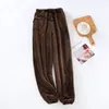 Calça masculina de calça de flanela de flanela espessa de estilo japonês