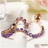 Tennis Cr Jewelry Colof Bracciale donna One Row Crystal Rhinestone Bangle Wristband Elastic Wedding Bridal Girls Bi Dhcjn