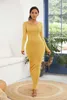 Casual Dresses Women Long Sleeve O Neck Solid Bodycon Dress Spring New Simple Sexy Robe Package Hip Maxi Elegant Stretchy Vestidos Y2302