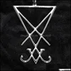 Kolye Kolye Lucifer Şeytan Sigil Baphomet Metal Kolye Altın Gotik Koyu Pagan Şeytan Erkek Moda Takı Aksesuarları Dhodi