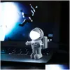 Nocne światła białe Elastyczne Spaceman Astronauta USB Lampa LED LED LED LAMPA LED COMPUTER PC PC PCETABLE Portable DC 5V Drop D Dh4zi