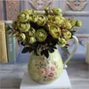 Decorative Flowers 1pcs Vivid Autumn Silk Tea Rose Artificial Flower Bouquets For Home Wedding Decoration Festival Supplies Vase Decor Fake