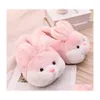 Home Shoes House Fluffy Women Slippers Cute Cartoon Pink Bunny Girls Fur Slides Bedroom Indoor Rabbits Warm Plush Ladies Casual 2109 Dhgbn