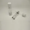 Opslagflessen leeg 6,5 ml lipgloss buis/flessen rond witte make -upcontainers aangepaste logo lip glazuur glansbuizen met heldere toverstaf 100 van