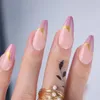 Faux ongles rose holographique français ballet presse sur paillettes faux art cercueil nu réutilisation faux ongles pour fille