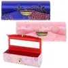 Storage Boxes Lipstick Case Holder Purse Box Mirror Makeup Flower Chinese Lip Ladies Floral Satin Gift Organizer Vintage Retro Gloss