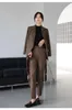 Dames Tweede stuk broek Blazer en set Office Lady Elegant werkkleding vrouwelijk formeel slanke massief broek pak 230209