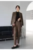 Femmes deux pièces pantalon Blazer et ensemble bureau dame élégant vêtements de travail femme formel mince solide pantalon costume 230209