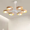 Lichter nordische hölzerne Kronleuchterlampe für lebendiges Schlafzimmer Esszimmer Dekor runde Holzlampenschatten Schwarz E27 Decke Hanging Licht 0209