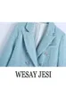 Abito a due pezzi WESAY JESI Blazer da donna Giacca doppio petto Cappotto strutturato Minigonna sottile 2 set Lady Fashion Streetwear 230208