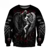 Sweats à capuche pour hommes Sweatshirts Reaper Skull Angel et Demon 3D partout imprimé automne hommes unisexe décontracté pull zippé Streetwear sudadera hombre 230209