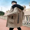 Heren Down Winter Jacket Men Katoenen Gekated Warm Parka Coat Casual Faux Fur Hooded Fleece Lang mannelijke windscheper Parkas