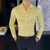 남성용 캐주얼 셔츠 영국 스타일의 긴 소매 셔츠 남성 의류 패션 패션 봄 사업 공식적인 착용 화학 homme slim fit camisa masculina 230208