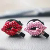 Clip per profumo con bocca rossa borchiata per presa d'aria interna Decorazioni solide e carine per ornamento per auto per ragazze 0209