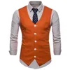 Gilet uomo Slim Fit Abito monopetto Marca Abito formale Business Gilet da sposa Uomo Tinta unita Gilet Homme 230209