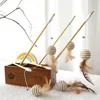 Cat Toys Funny Stick Interactive Kitten Wood Wand Feather Bell Fish Rat Doll Catcher Teaser Operation For Indoor Animal SN4303