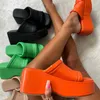 Women's Sandals Square 2022 Toe Leather Platform Ladies Shoes Summer Mode Tjock Bottom Female Slipper Woman Flip-Flop 3C90