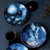 Plates 1pc/Starry Sky Series Ceramic Dinner Plate Afternoon Tea Outdoor Party Pasta Steak Family Restaurant Supplies