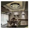 Chandeliers Pendant Lamps Luxury Modern Lustre K9 Crystal Led Ceiling Chandelier Flower Chrome Steel Dimmable Lighting Drop Delivery Dhshe