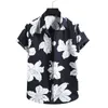 Męskie koszule kwiat męskie ubieranie się hawajska koszulka z krótkim rękawem streetwear Turn Down Collar Party Plus Size Chemise