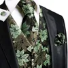 Mens Vests HiTie Brand 30 Colors Silk Jacquard Paisley Floral Waist Coat Jacket Necktie Hanky Cufflinks for Men Sleeveless XXXL 230209