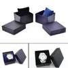 Jewelry Pouches 1pc Black/Blue PU Leather Watch Packing Boxes With Pillows Paper Gift Inside Without