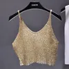 Damestanks Camis Sparkling Pailletten Half Taille Render Knitwear Hollow-out is sexy taille condole top bijgesneden sexy streetwear vrouw tops zomer 230209