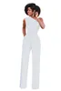 Women's Jumpsuits Rompers Sexy One Shoulder Rompers Womens Jumpsuit Summer Sleeveless Belt Wide Leg Elegant Lady Size Bodycon Jumpsuits White Black 230209