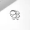 Boucles d'oreilles cerceau en acier inoxydable strass grande lune lisse étoile à cinq branches pour les femmes cadeaux simples bijoux de mode 2023