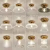Lumières lampe nordique rétro Loft Vintage lumière russie salle à manger moderne couloir cuivre E27 plafond verre abat-jour 0209