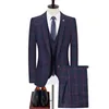 Mens Suits Blazers Calças Colete 3 Peças Business Casual Fashion Three Plaid Suitel Jacket Casas Casa Colaat 230209