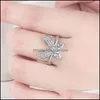 Band Rings Creative Fashion Dancing Butterfly Pear Shape Diamond Ring Marquise Cluster Wedding Gift Jewelry Drop Delivery Dhixo