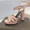 Women's high heels open toe thick heel summer sandals leather designer large size fashion sexy formal wear elegant temperament office shoes Evening dress shoes